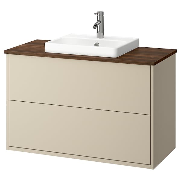 Ikea HAVBÄCK / ORRSJÖN - Washbasin/drawer/misc cabinet, beige/brown walnut effect,102x49x71 cm