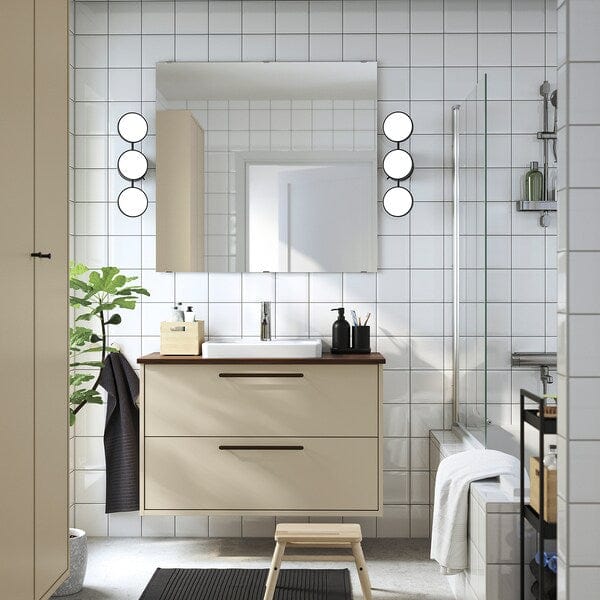 Ikea HAVBÄCK / ORRSJÖN - Washbasin/drawer/misc cabinet, beige/brown walnut effect,102x49x71 cm