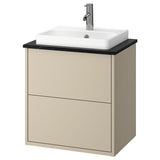 HAVBÄCK / ORRSJÖN wash-stnd w drawers/wash-basin/tap, beige/black marble effect, 62x49x71 cm