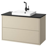 HAVBÄCK / ORRSJÖN wash-stnd w drawers/wash-basin/tap, beige/black marble effect, 102x49x71 cm