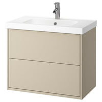 HAVBÄCK / ORRSJÖN wash-stnd w drawers/wash-basin/tap, beige, 82x49x69 cm