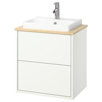 HAVBÄCK / ORRSJÖN wash-stnd w drawers/wash-basin/tap, white/light bamboo, 62x49x71 cm