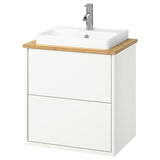 HAVBÄCK / ORRSJÖN wash-stnd w drawers/wash-basin/tap, white/bamboo, 62x49x71 cm