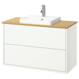 HAVBÄCK / ORRSJÖN wash-stnd w drawers/wash-basin/tap, white/bamboo, 102x49x71 cm