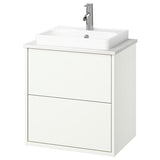 HAVBÄCK / ORRSJÖN wash-stnd w drawers/wash-basin/tap, white/white marble effect, 62x49x71 cm