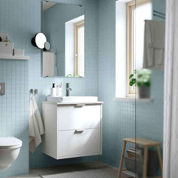 HAVBÄCK / ORRSJÖN - Washbasin/drawer/misc cabinet, white/white marble effect,62x49x71 cm - best price from Maltashopper.com 69521045