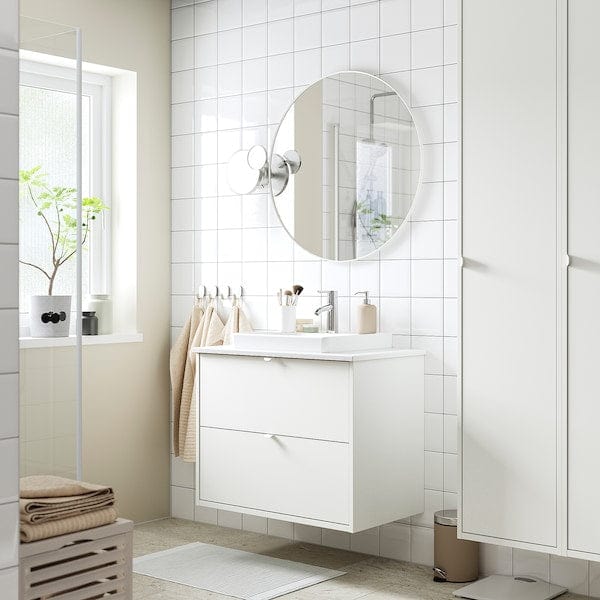 Ikea HAVBÄCK / ORRSJÖN - Washbasin/drawer/misc cabinet, white/white marble effect,82x49x71 cm