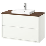 HAVBÄCK / ORRSJÖN wash-stnd w drawers/wash-basin/tap, white/brown walnut effect, 102x49x71 cm