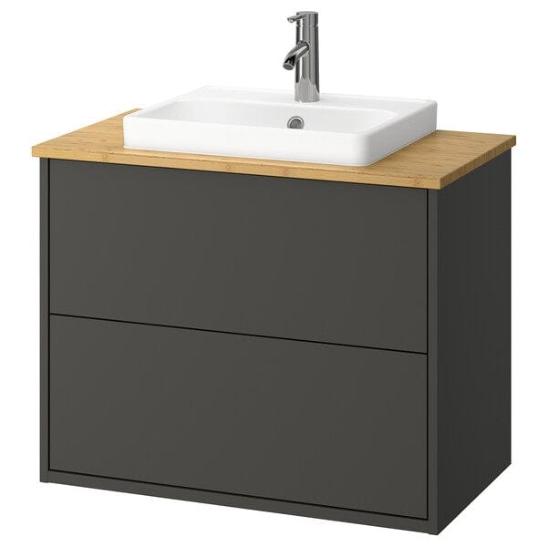 Ikea HAVBÄCK / ORRSJÖN - Washbasin/drawer/misc cabinet, dark grey/amber,82x49x71 cm