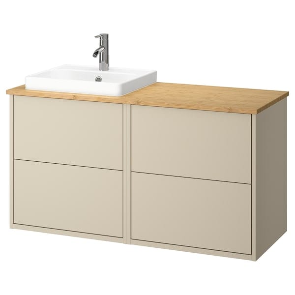 Ikea HAVBÄCK / ORRSJÖN - Washbasin/washbasin unit/mixer, beige/beige, 122x49x71 cm