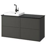 HAVBÄCK / ORRSJÖN wash-stand/wash-basin/tap, dark grey/black marble effect, 122x49x71 cm