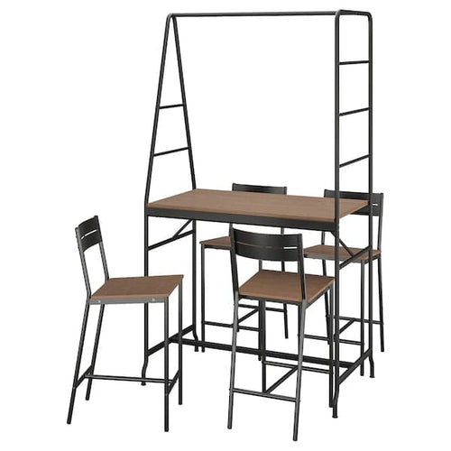 HÅVERUD / SANDSBERG - Table and 4 stools, black/brown stained, 105 cm