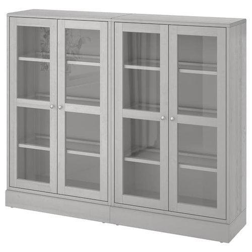 HAVSTA - Storage combination w glass doors, grey, 162x37x134 cm