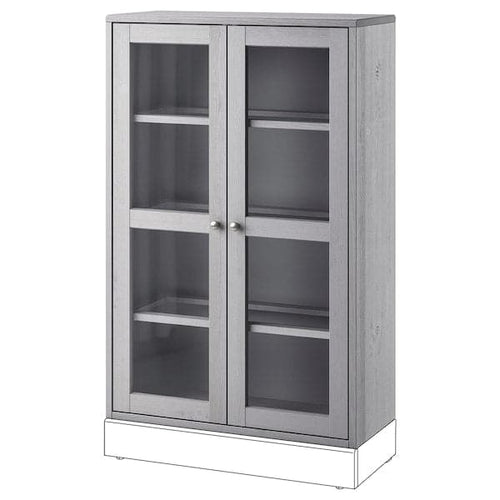 HAVSTA - Glass-door cabinet, grey, 81x35x123 cm