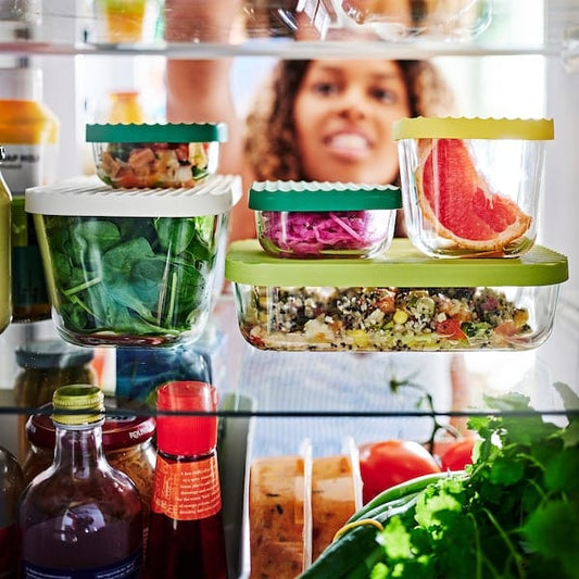Ikea HAVSTOBIS - Food container with lid, set of 5, transparent/multicolour