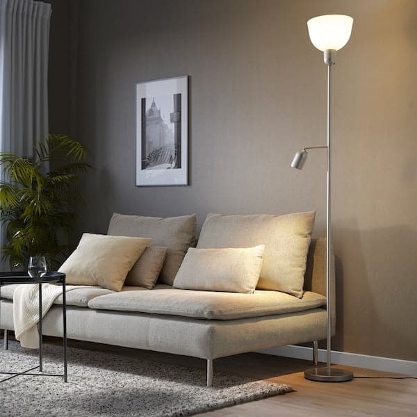 Ikea HEKTOGRAM Floor lamp light indir/reading - silver/white color ,