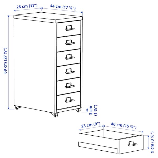HELMER - Drawer unit on castors, white, 28x69 cm - best price from Maltashopper.com 10251045