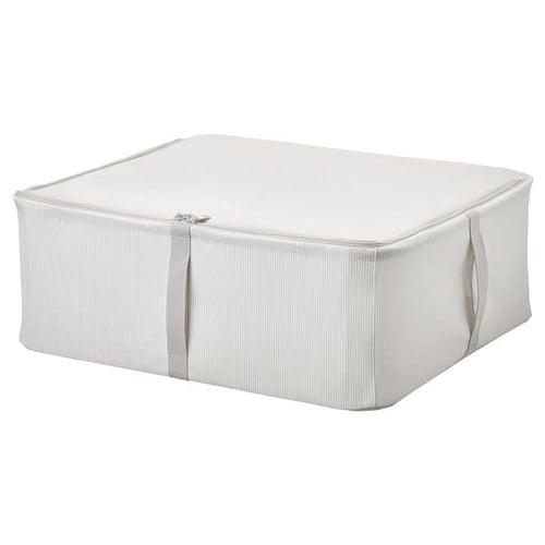 HEMMAFIXARE - Storage case, fabric striped/white/grey, 44x51x19 cm