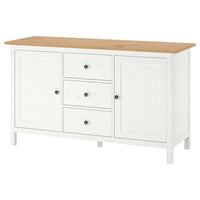 HEMNES sideboard, white stain/light brown, 157x88 cm
