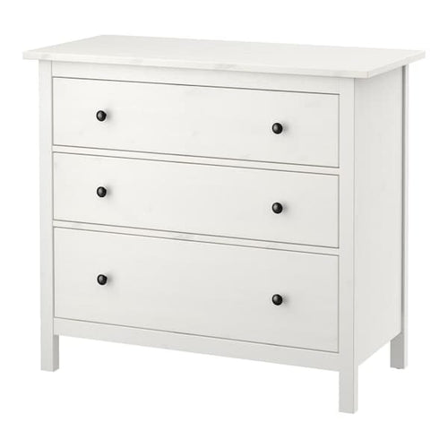 HEMNES - Chest of 3 drawers, white stain, 108x96 cm