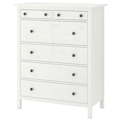 HEMNES - Chest of 6 drawers, white stain, 108x131 cm