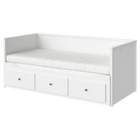 HEMNES day-bed w 3 drawers/2 mattresses, white/Åfjäll medium firm, 80x200 cm