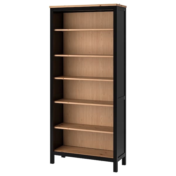 HEMNES bookcase, black-brown/light brown, 90x197x37 cm