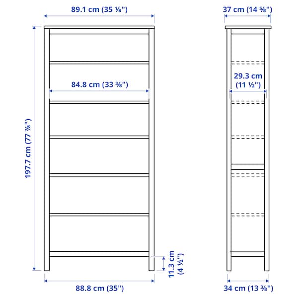 Ikea HEMNES - Bookcase, white stain/light brown, 90x197 cm
