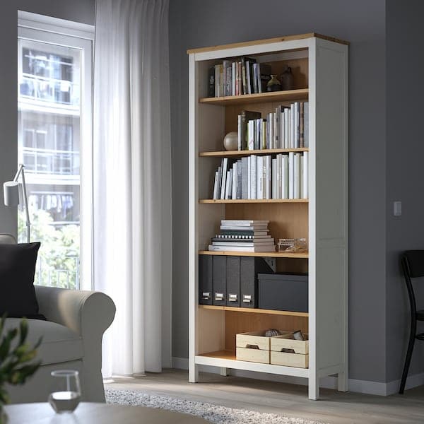 Ikea HEMNES - Bookcase, white stain/light brown, 90x197 cm