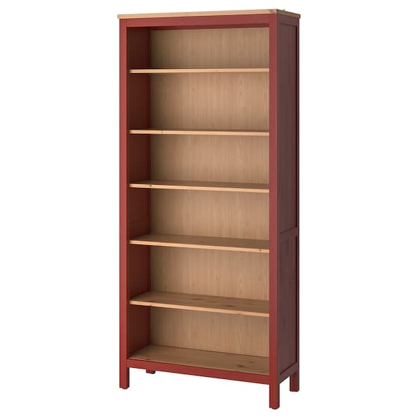 HEMNES Bookcase red stained light brown stained 90x197 cm