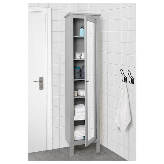 Ikea HEMNES - High cabinet with mirror door, grey , 49x31x200 cm