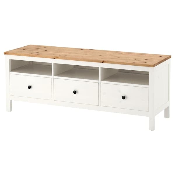 HEMNES - TV bench, white stain/light brown, 148x47x57 cm - best price from Maltashopper.com 50413526