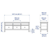 HEMNES - TV bench, white stain/light brown, 148x47x57 cm - best price from Maltashopper.com 50413526