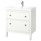 HEMNES / ORRSJÖN wash-stnd w drawers/wash-basin/tap, white, 82x49x89 cm