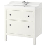 HEMNES / RUTSJÖN wash-stnd w drawers/wash-basin/tap, white, 82x49x95 cm