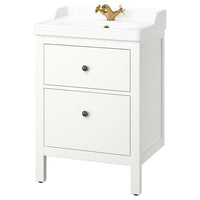HEMNES / RUTSJÖN wash-stnd w drawers/wash-basin/tap, white, 62x49x95 cm