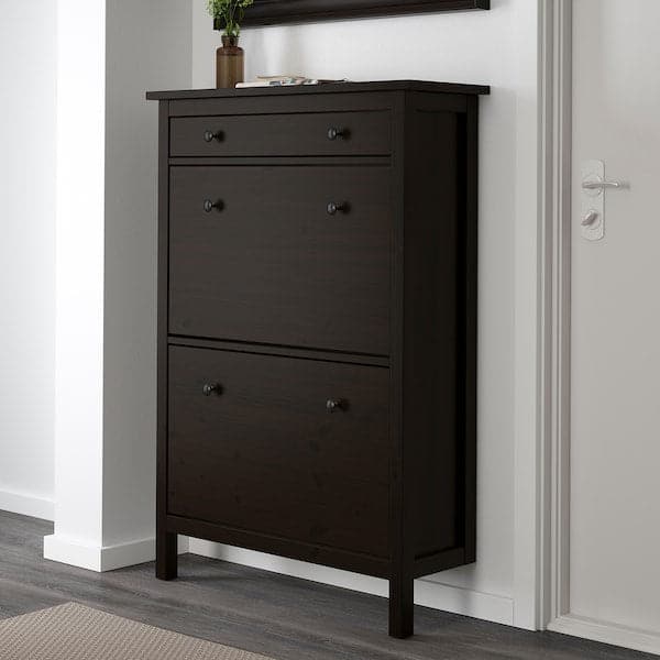HEMNES 2 compartment shoe rack - brown-black 89x127 cm , 89x30x127 cm - best price from Maltashopper.com 40216908