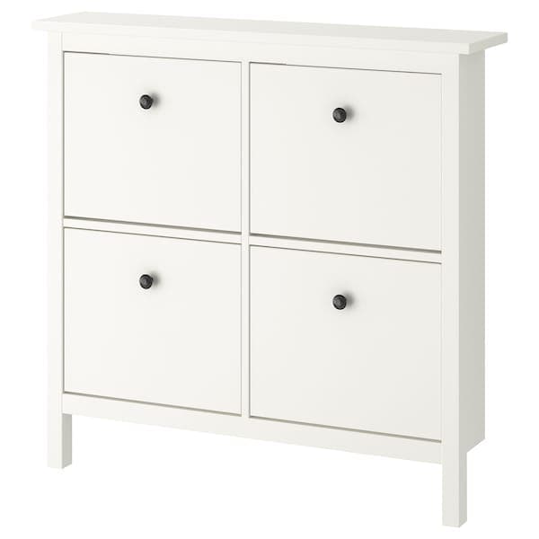 HEMNES - Shoe cabinet with 4 compartments, white, 107x22x101 cm - best price from Maltashopper.com 60156121