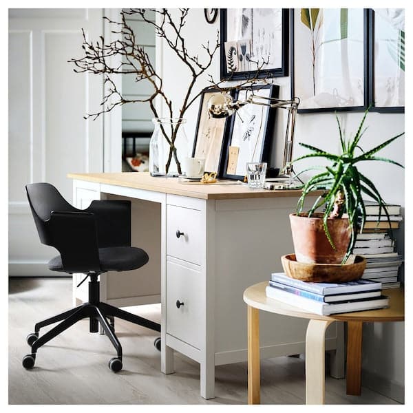 HEMNES - Desk, white stain/light brown, 155x65 cm - best price from Maltashopper.com 20535044