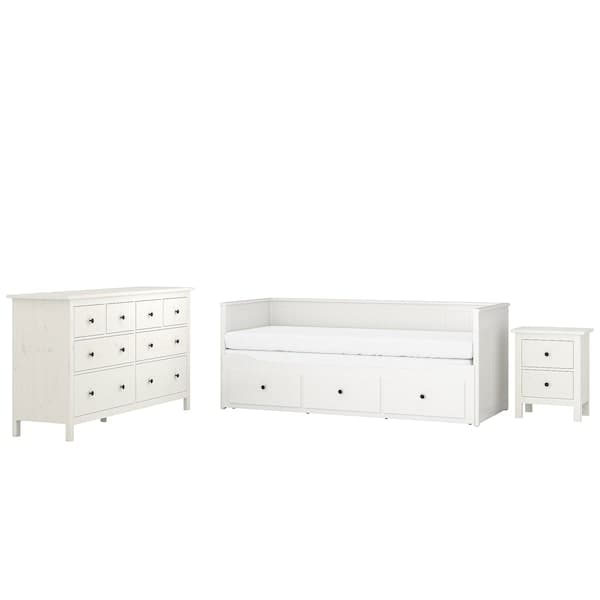 HEMNES - Bedroom furniture, set of 3, white stain, 80x200 cm - best price from Maltashopper.com 29483427