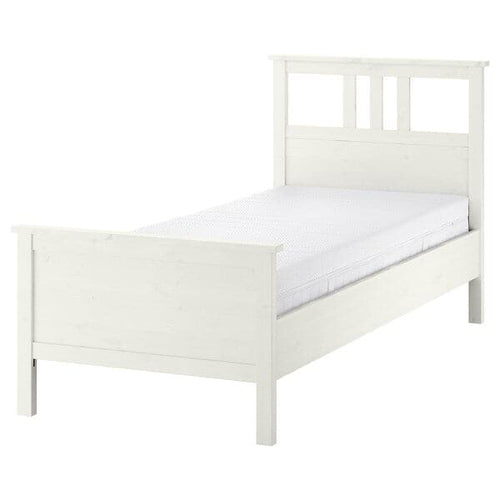 HEMNES - Bed frame with mattress, white stain/Åkrehamn rigid, , 90x200 cm