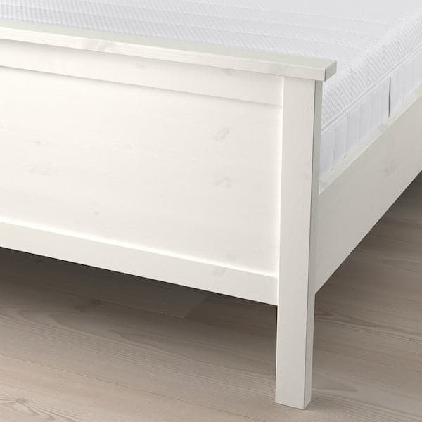 Ikea HEMNES - Bed frame with mattress, white stain/Åkrehamn rigid, , 140x200 cm