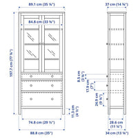 HEMNES - Glass-door cabinet with 3 drawers, black-brown/light brown, 90x197 cm - best price from Maltashopper.com 50452297