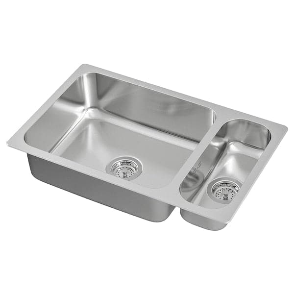 Ikea HILLESJÖN - Inset sink 1 1/2 bowl, stainless steel, 75x46 cm