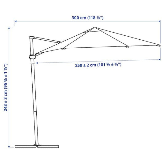 Ikea HÖGÖN - Parasol, hanging, grey, 270 cm