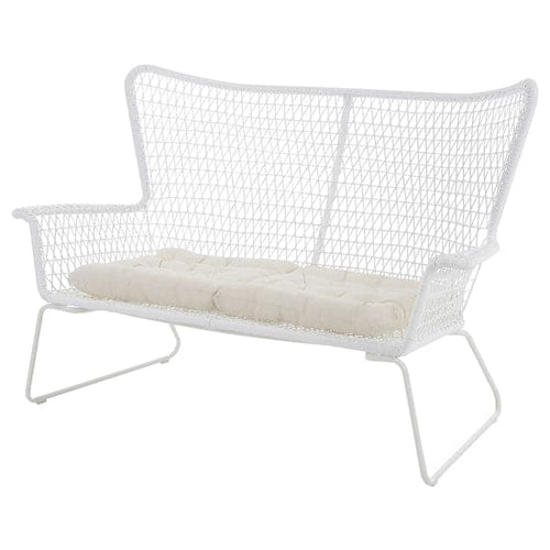 HÖGSTEN - 2-seater sectional sofa, outdoor, white/Kuddarna beige, , 146 cm