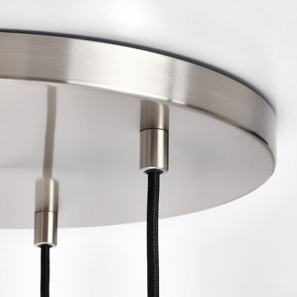 Ikea HÖGVIND - Pendant lamp with 3 lamps, nickel-plated/grey glass, 41 cm