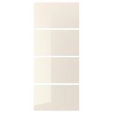 HOKKSUND 4 panels for sliding door frame, high-gloss light beige, 100x236 cm