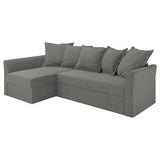 HOLMSUND cover for corner sofa-bed, Borgunda dark grey