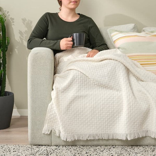 HORNMAL - Throw, off-white, 130x170 cm - best price from Maltashopper.com 20529095